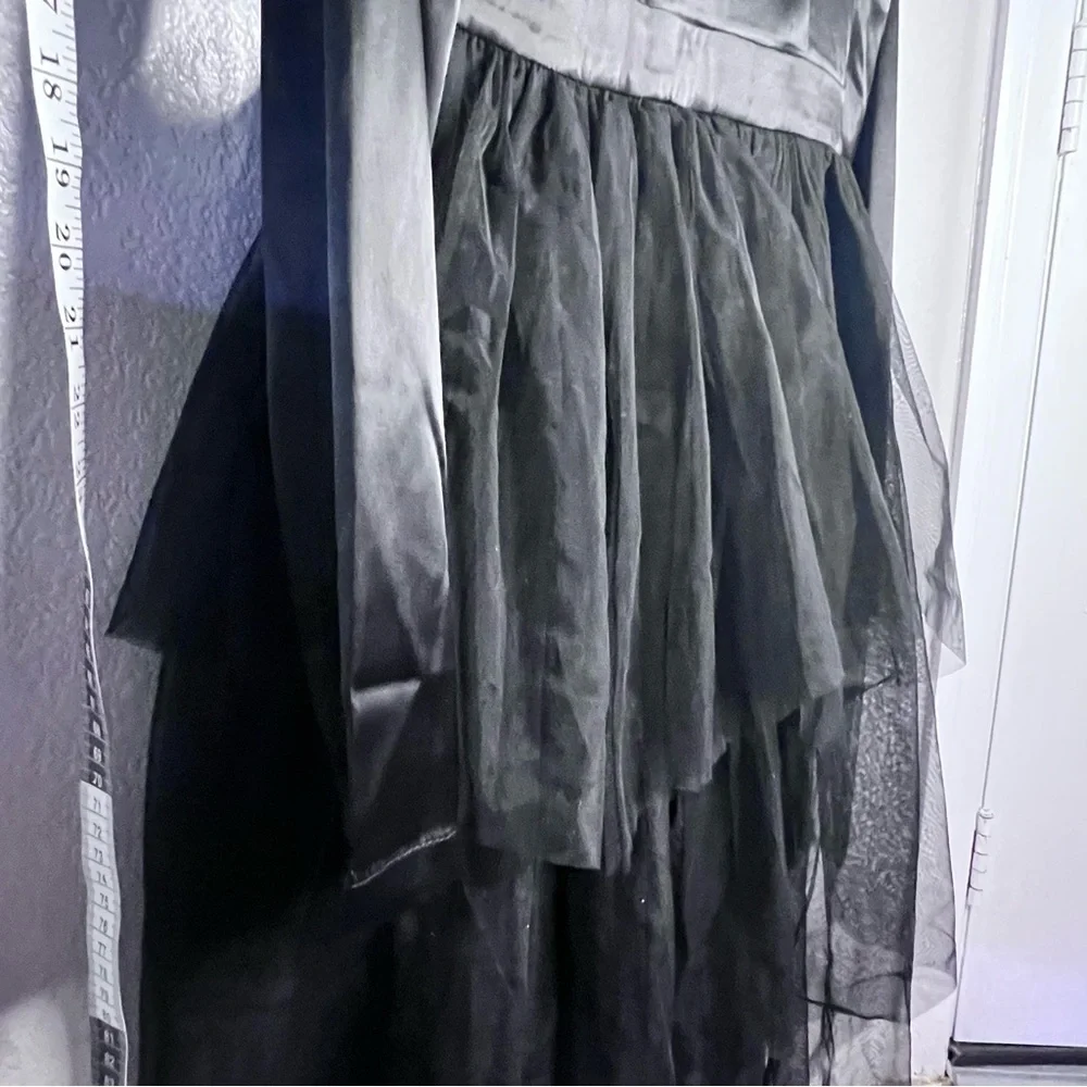 SHEIN x Farah NWT | Black Shawl Collar Mesh Hem Dress. Satin & Tulle🫀😻 s…